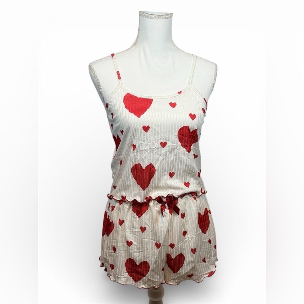 Sexy Heart Print Women's Pajama Set Size Large - Picture 2 of 6